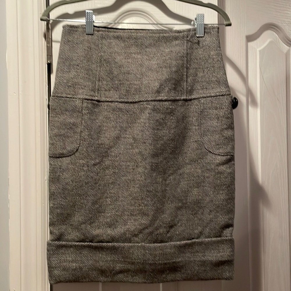 NWOT Collection Privee Sz 42 IT Sz 6 US Herringbone grey pencil skirt